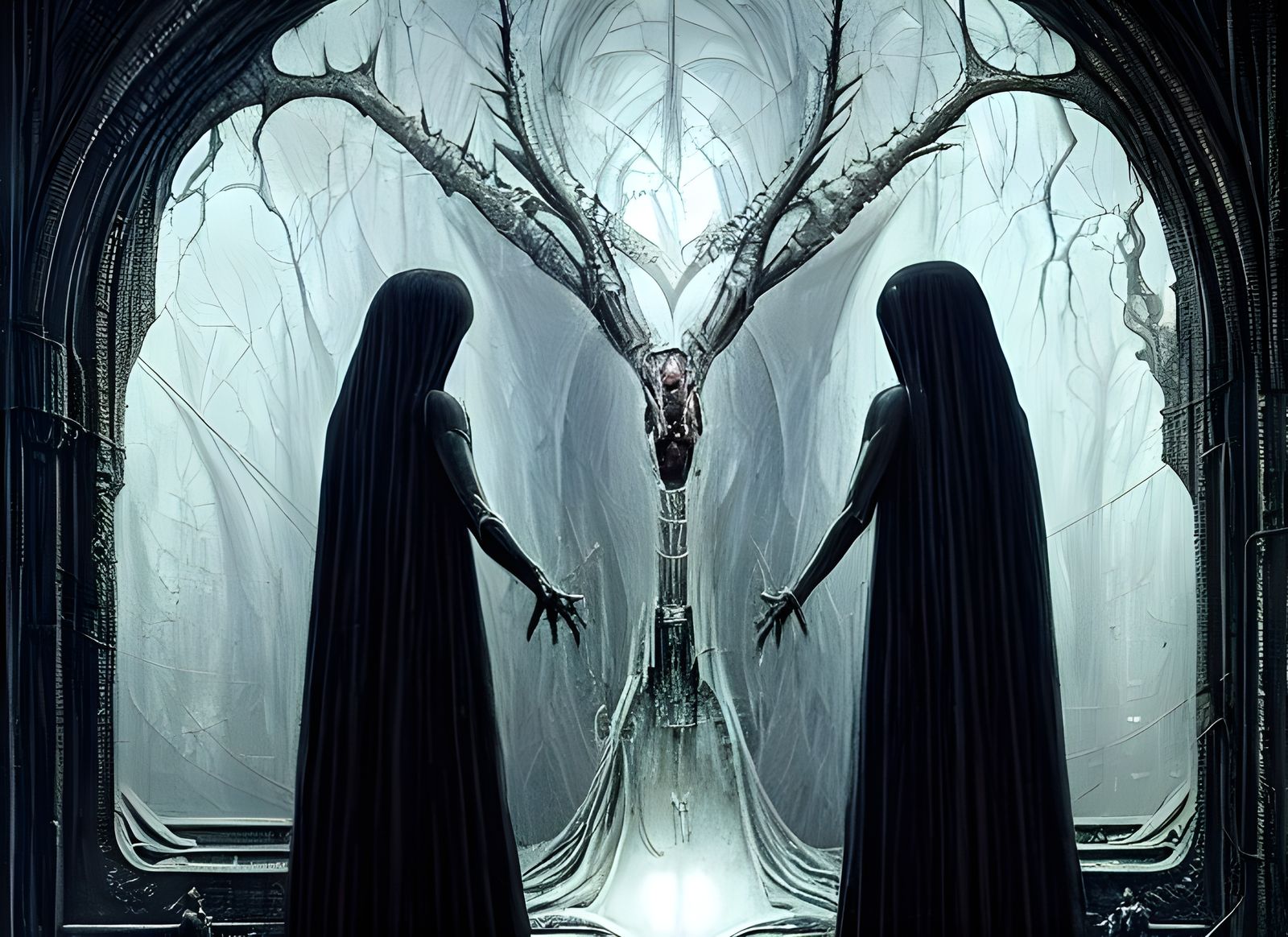 Crystalline Heart Reflecting Despair in Gothic Art