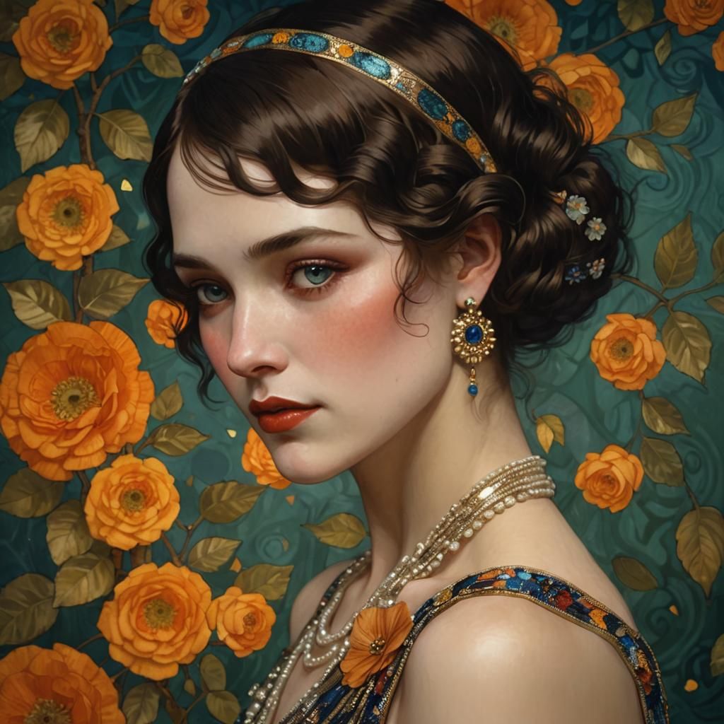 1920s Woman Portrait in Style of Klimt
