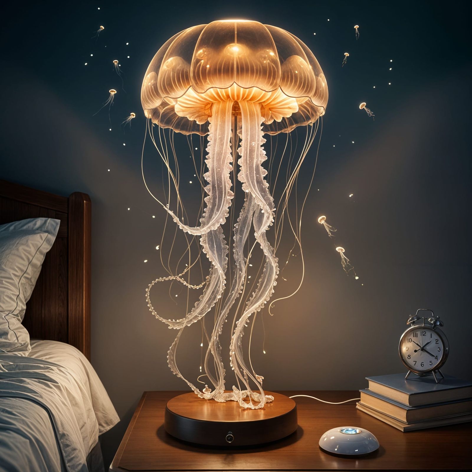 Fantastic Jellyfish Bedside Lamp Illuminates Night Table