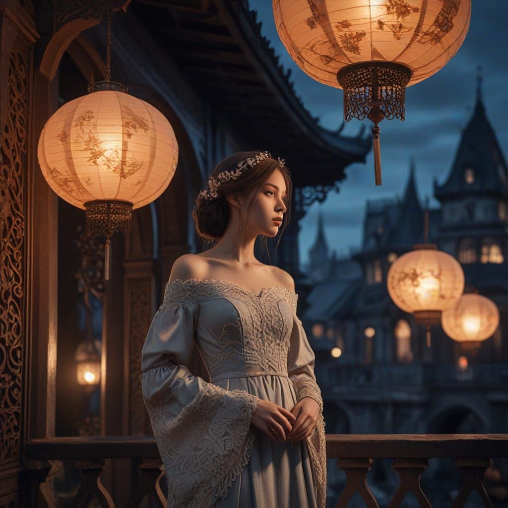 Ethereal Dark Fantasy Beauty in Cyberpunk Hues