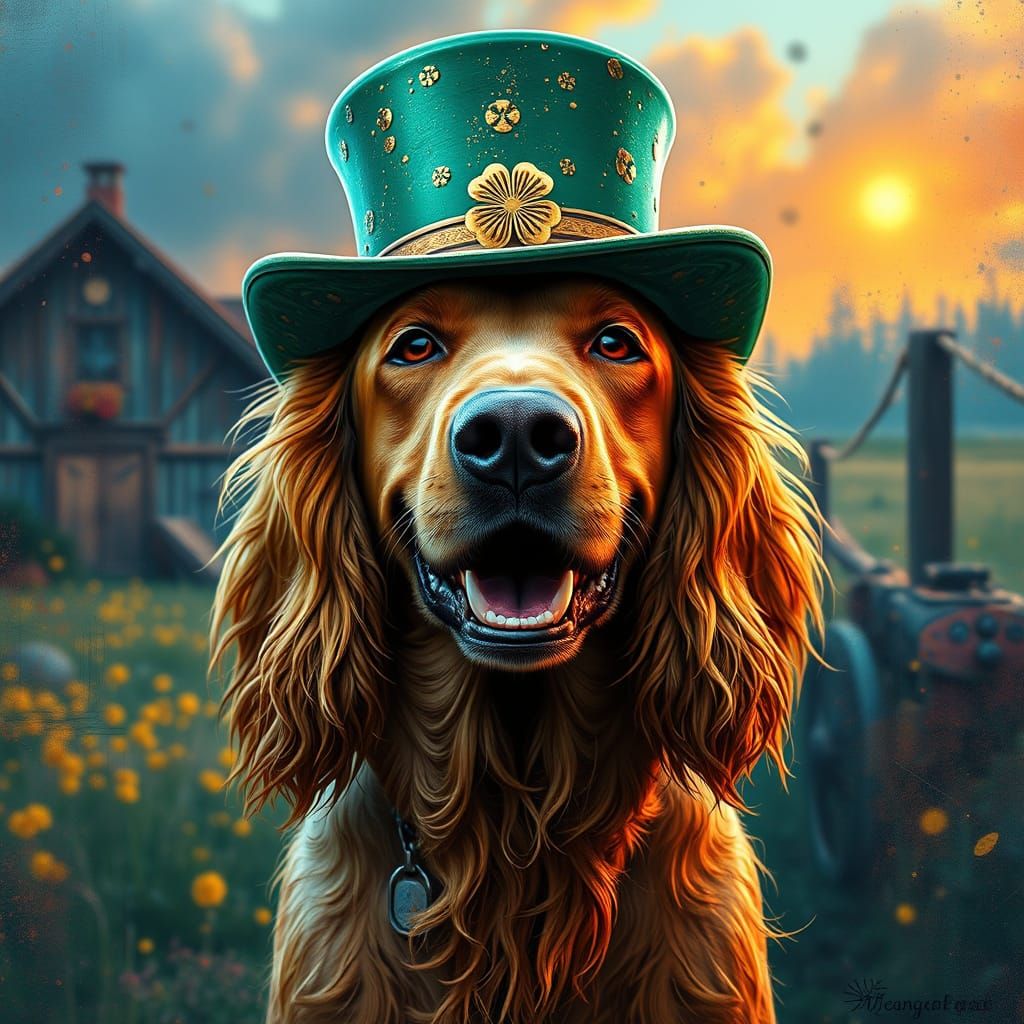 Rustic Country Scene with Surreal, Abstract Textures and Dys...