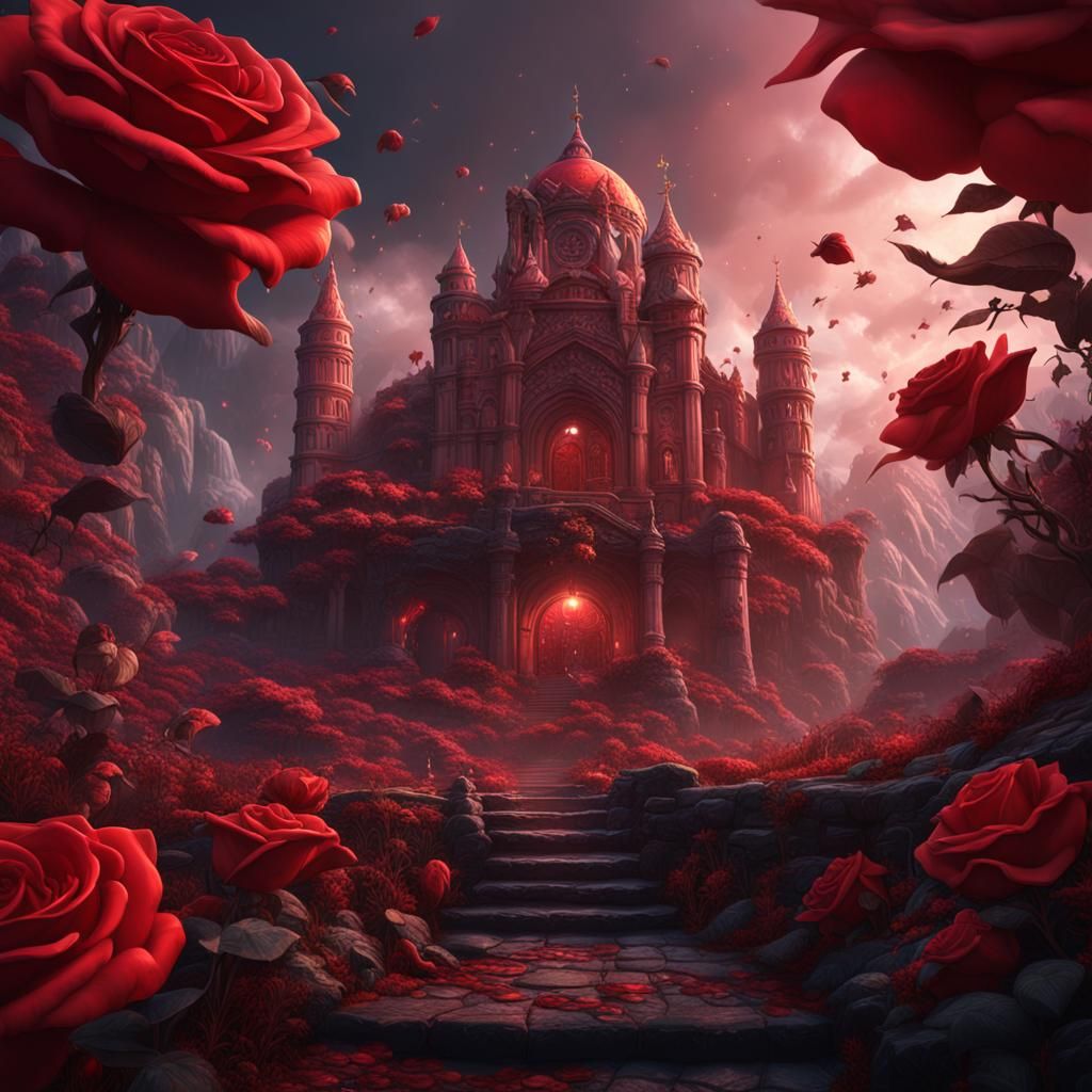 Dramatic Red Rose: Detailed Matte Painting
