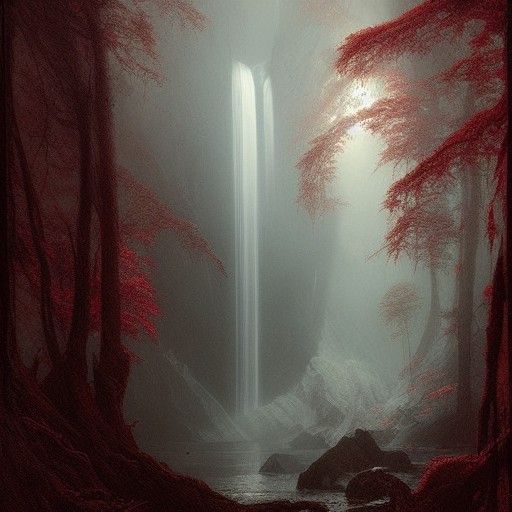 Eerie Forest Monster Appears at Waterfall