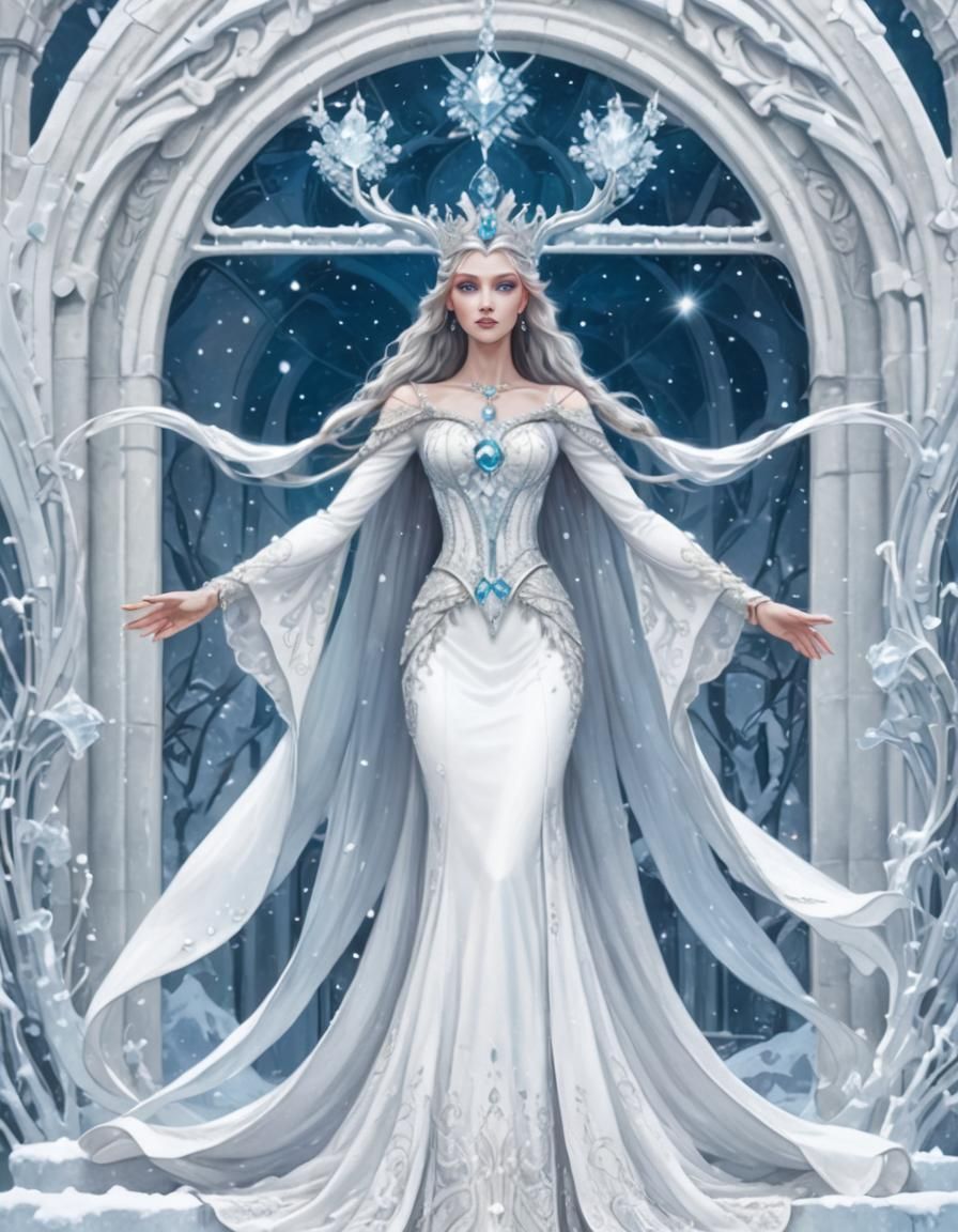 Majestic Elf Queen in Art Nouveau Style