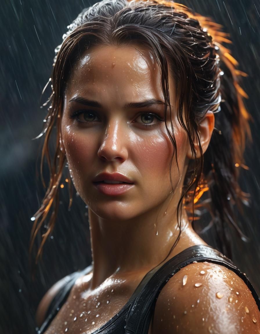 Lara Croft Portrait in Vivid Oil Painting Style