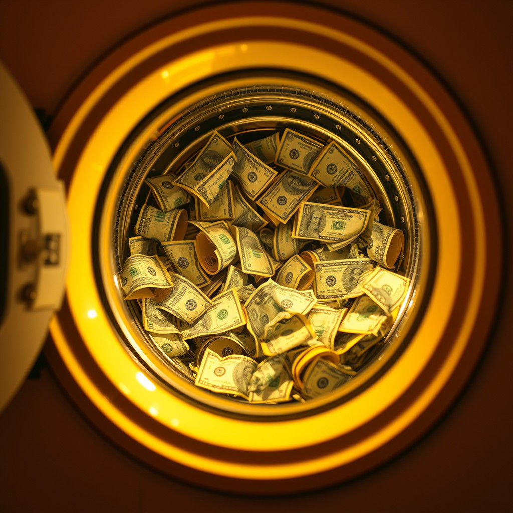 Washing Machine Overflowing with Money in Pop Art Style