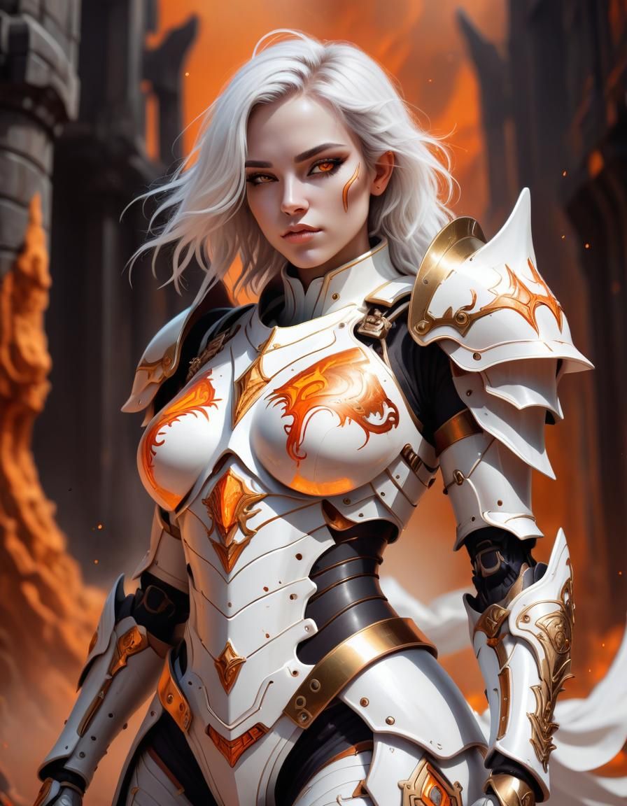 Epic Evil Paladin in Fiery Aetherpunk Dreamscape