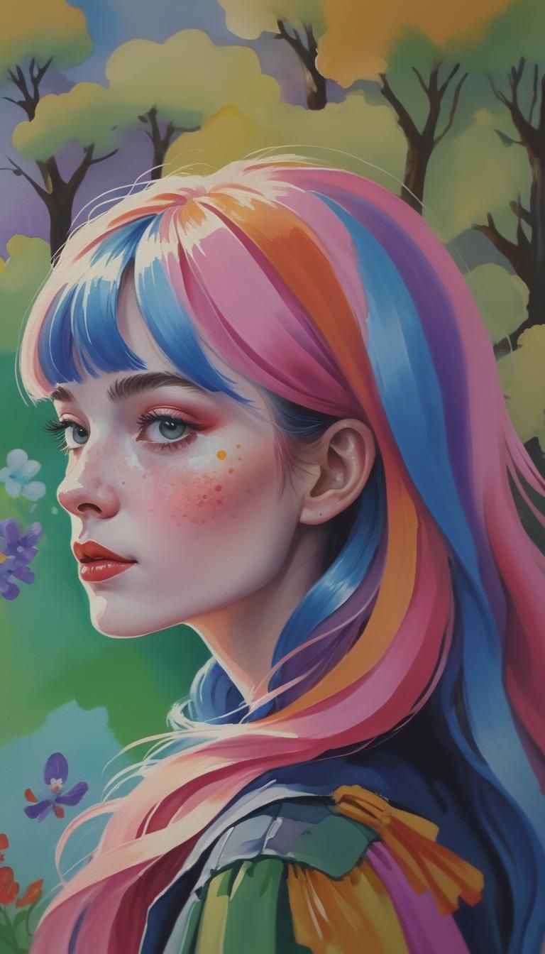 Detailed Gouache Painting of a Magical Portrait