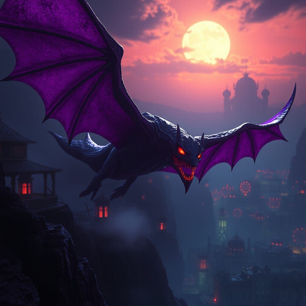 Eerie Phantom Siren Over Cityscape: Matte Painting