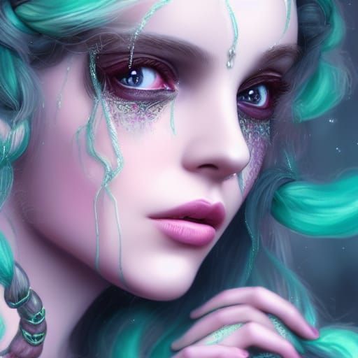 Ethereal Witch Portrait with Bats in Hyperrealistic Style