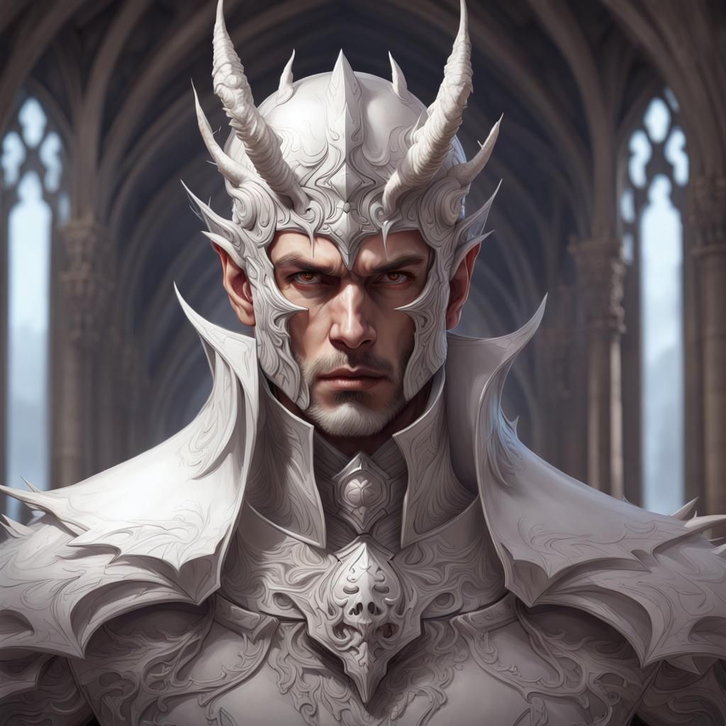 Evil White Knight Portrait in Gothic Fantasy Style