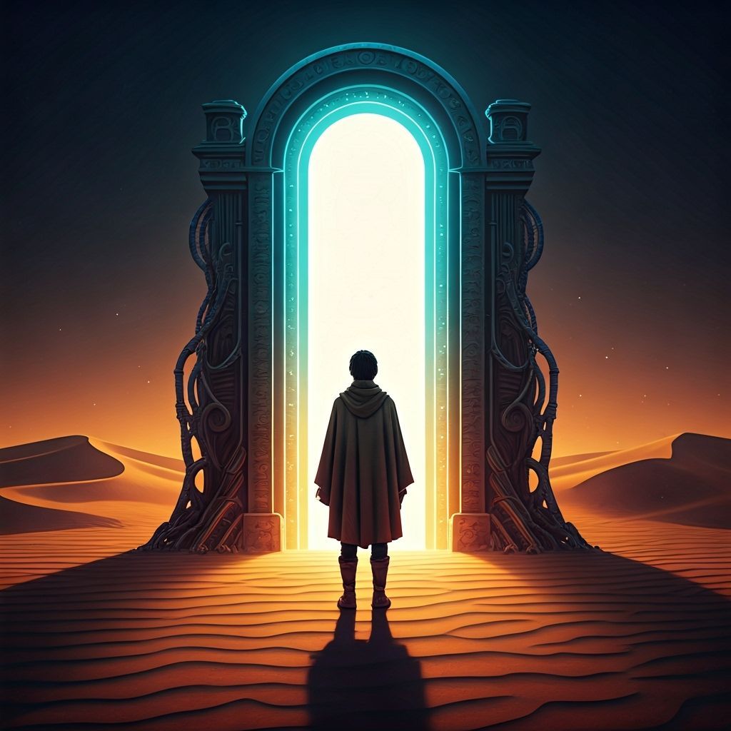 Magical Gate to Enchanted Forest in Surreal Style