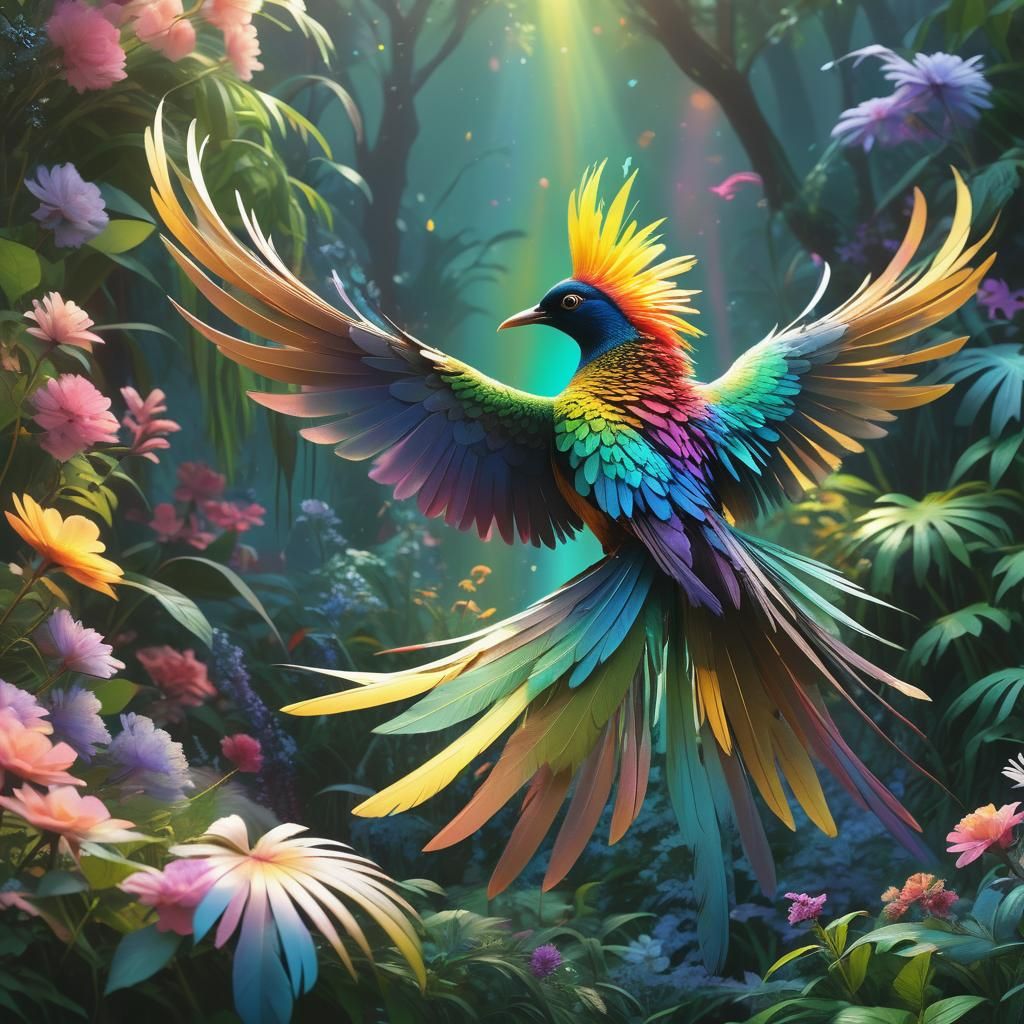 Paradise Bird in Heavenly Garden: Digital Matte Painting