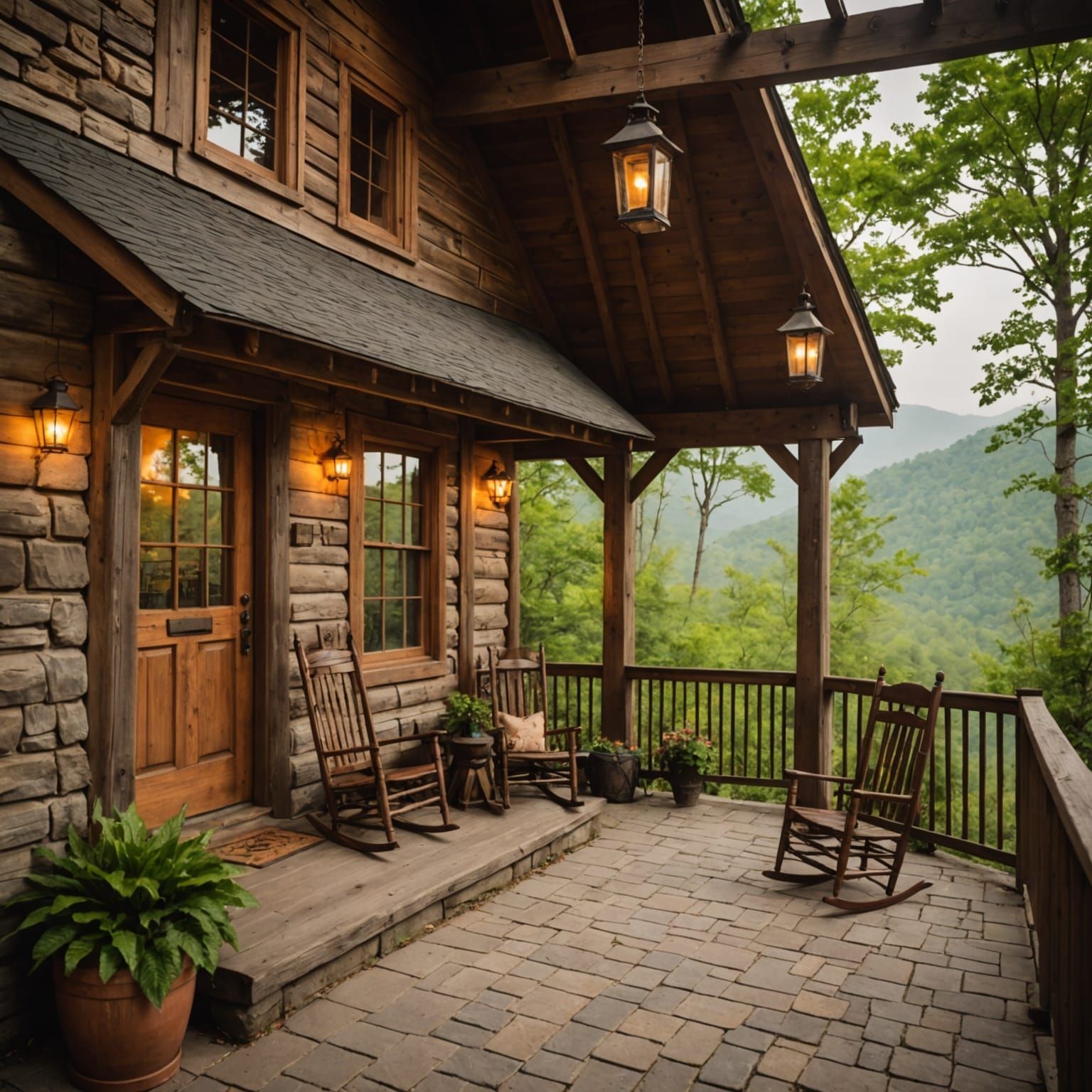 Cozy Cabin in Smoky Mountains at Dawn