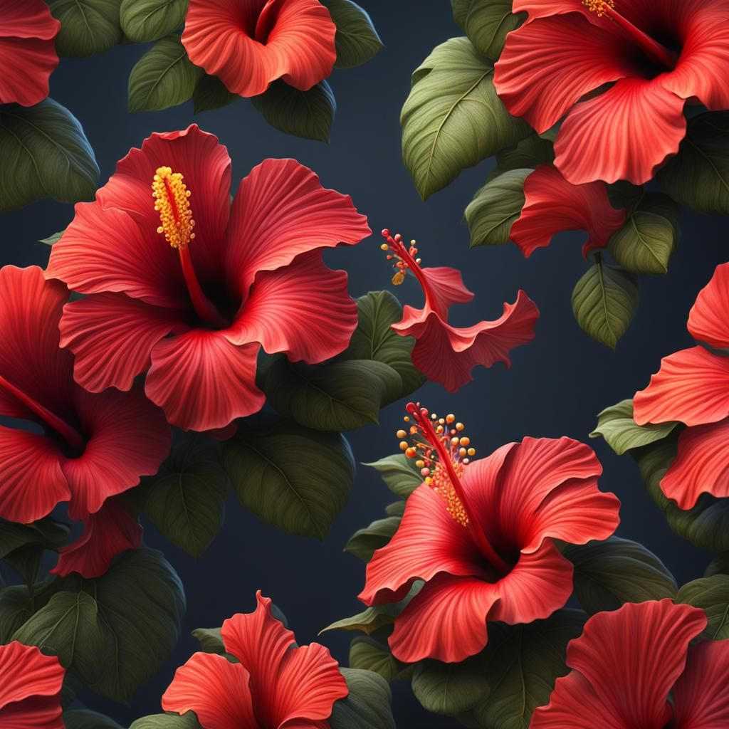 Fantastical Hibiscus Flower in Detailed Matte Painting