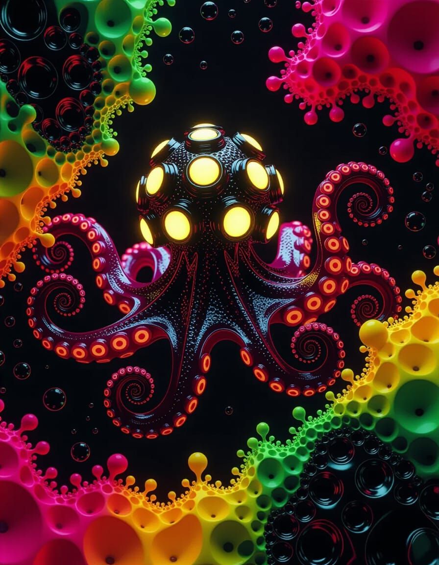 Newly Discovered Lifeform with Octopus Tentacles, 3D Render