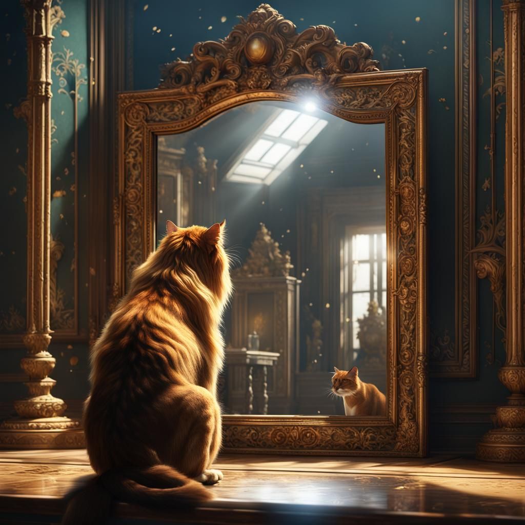 Cat's Reflection Reveals Lion Within