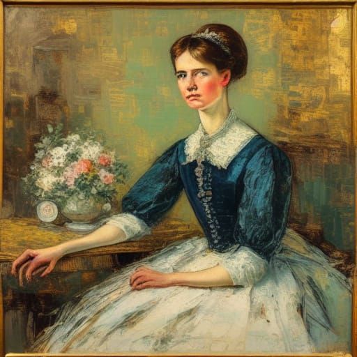 Elegant Female Portrait in Oil Painting Style