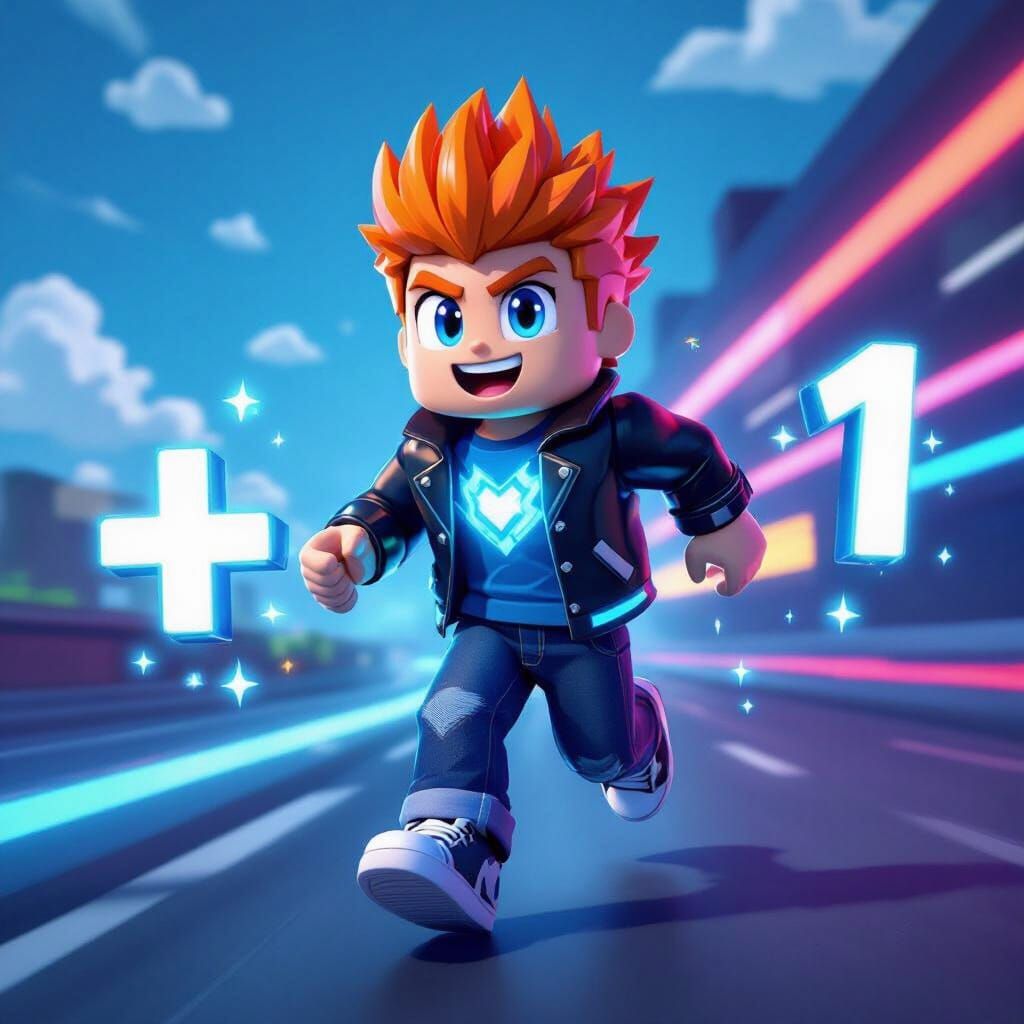 Dynamic Roblox Avatar in Vibrant 3D Cartoon Style