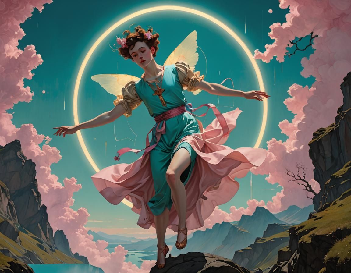 Luminous Dancer in Pastel Colors: Digital Art