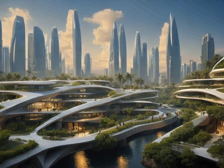 Futuristic Cityscape with Organic Architecture in Lima, Peru