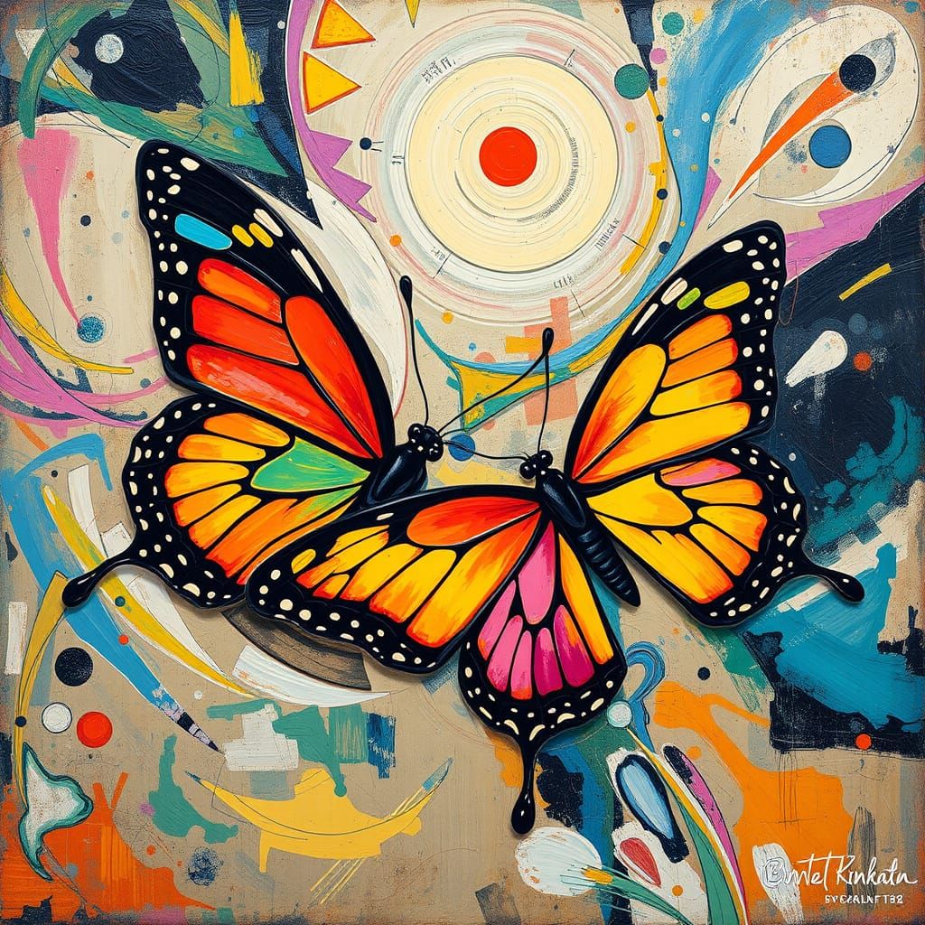 Vibrant Butterflies Dance in Swirling Colors