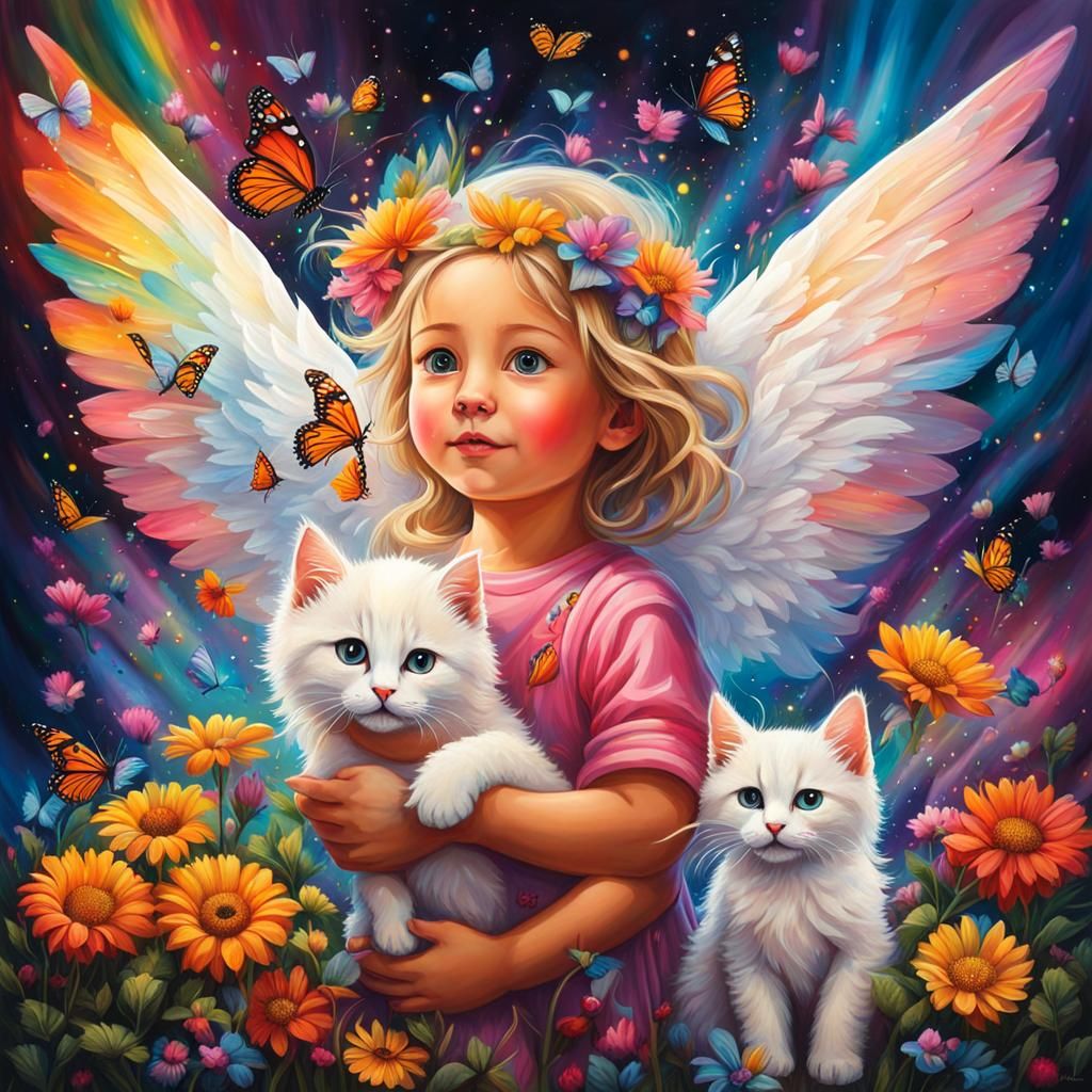Angel Gifts Kitten: Colorful Graffiti Art