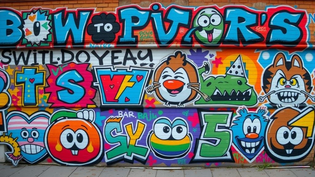 Graffiti Mural of Goons on Urban Wall