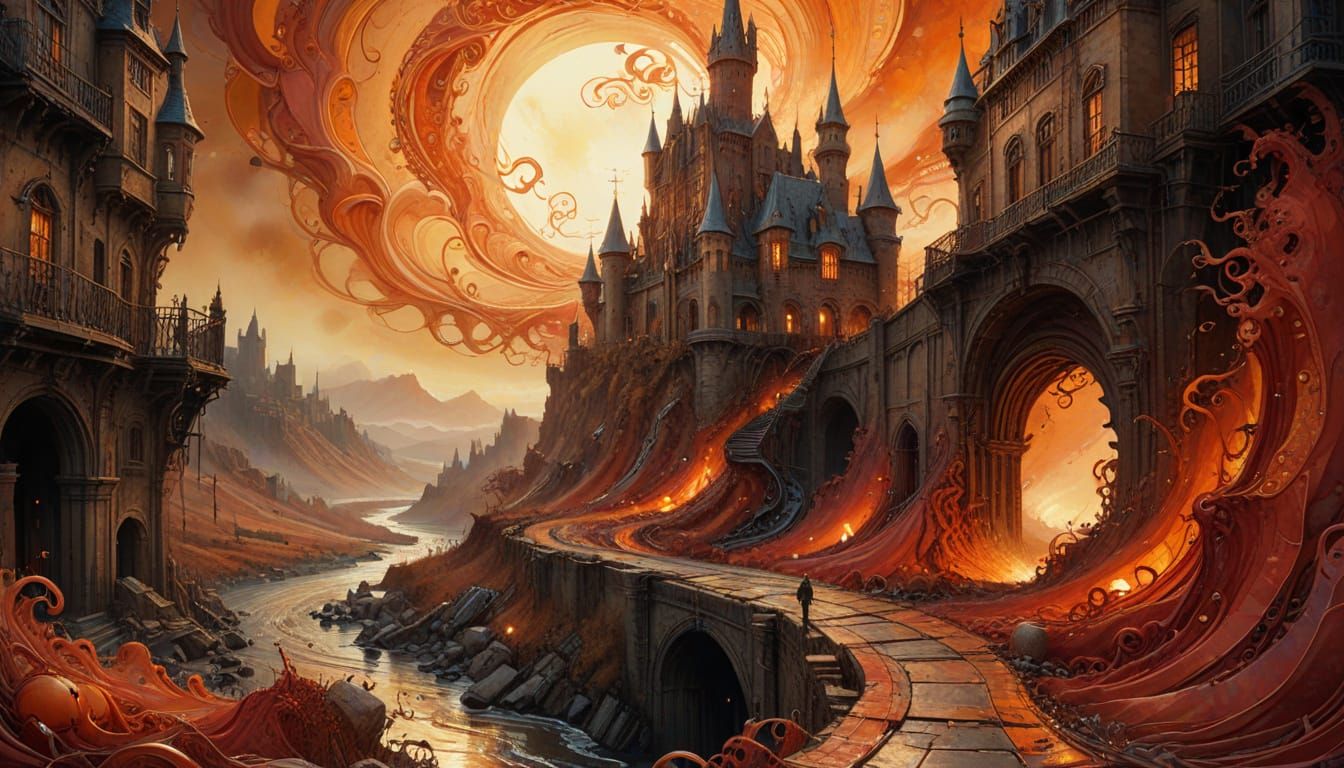 Bourscheid Castle in Luxembourg: Antique Watercolor Style