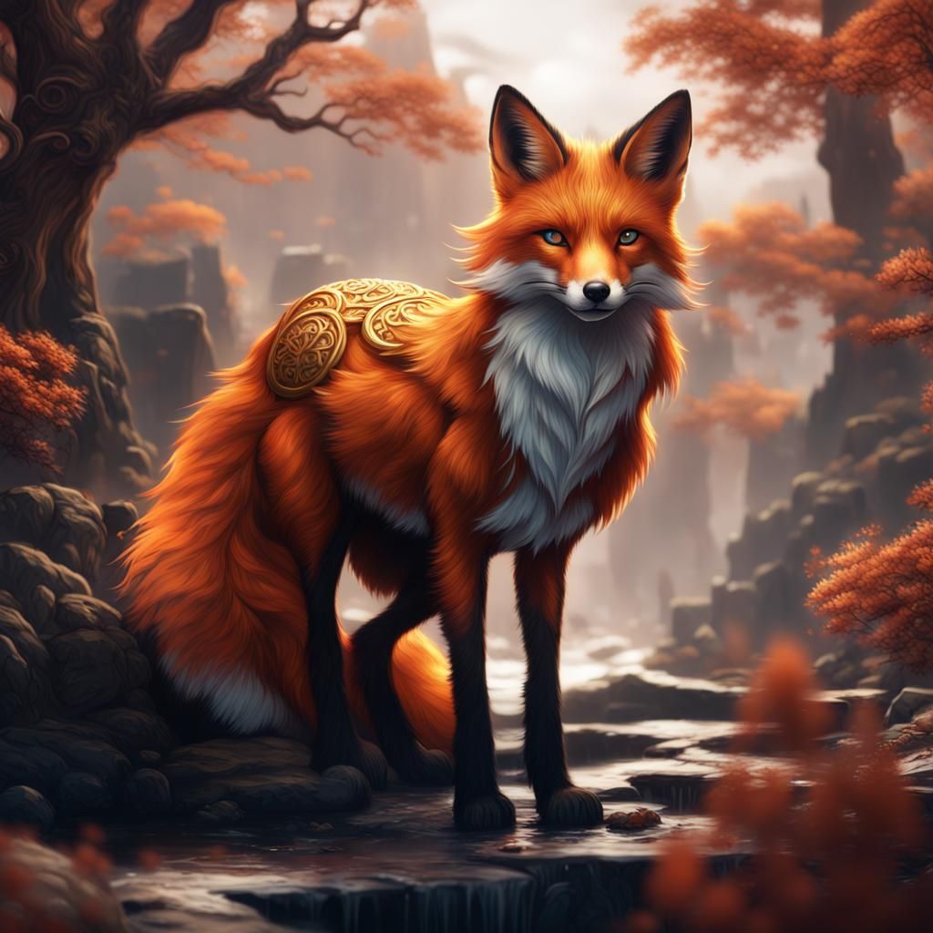 Detailed Kitsune Fox Fantasy Concept Art