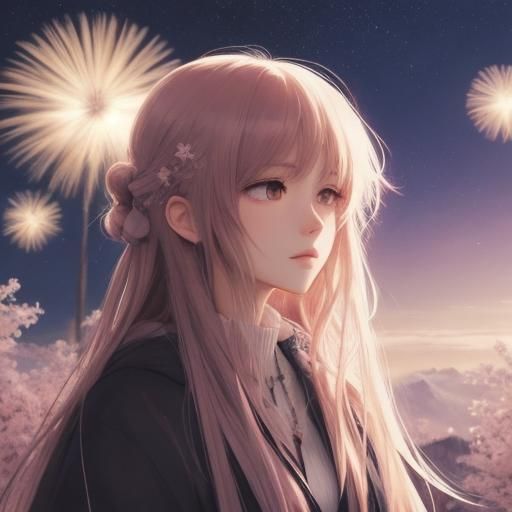 Anime Girl Illustration Reflecting Hard Day