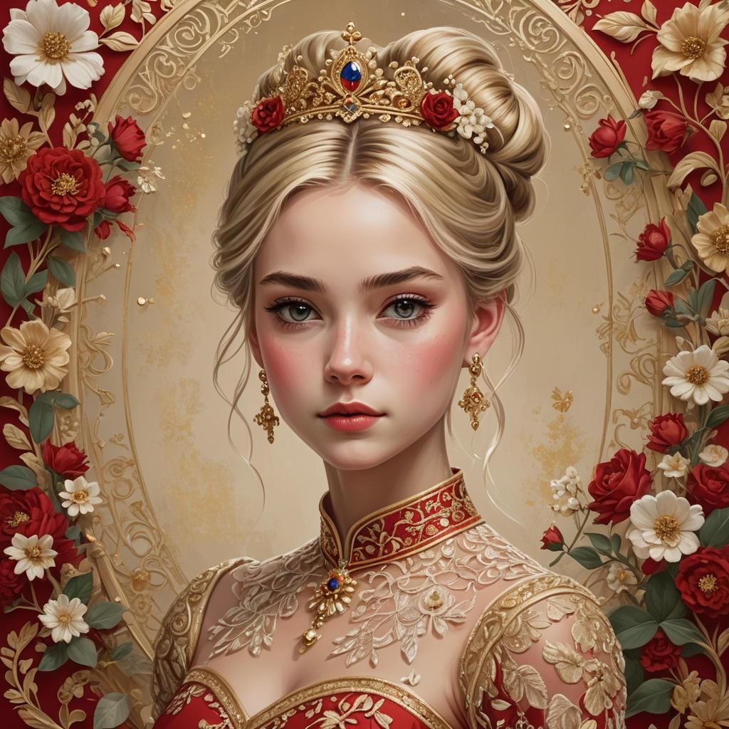 Regal Princess in Palace: Digital Art