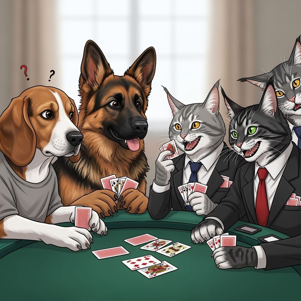 Dogs vs Cats Poker Game: A Humorous Photo