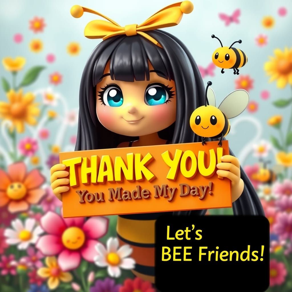 Whimsical Origami-Inspired Bumblebee Girl with Bright Colors...