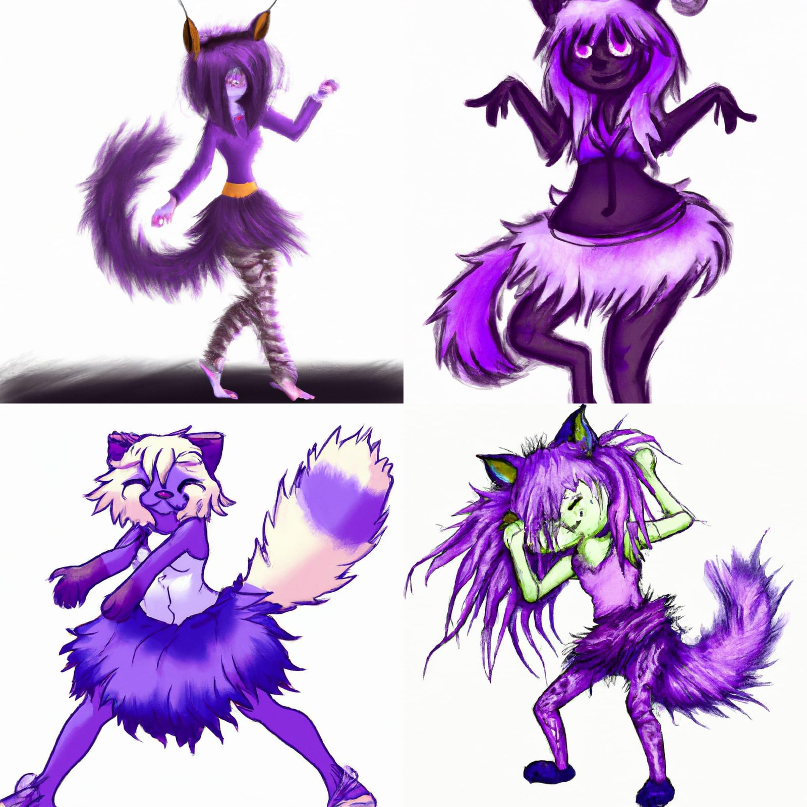 Purple Furry Cat Girl Dancing