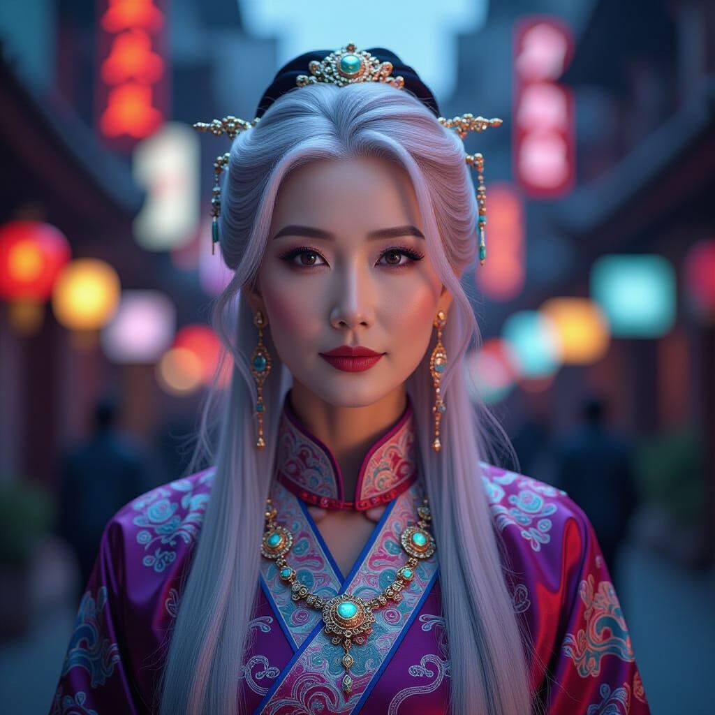 Futuristic Chinese Woman Portrait in Cinematic Style