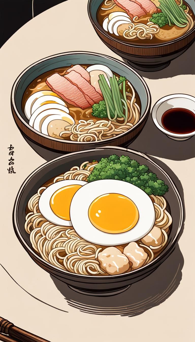 Delicious Ramen Bowl in Anime Style