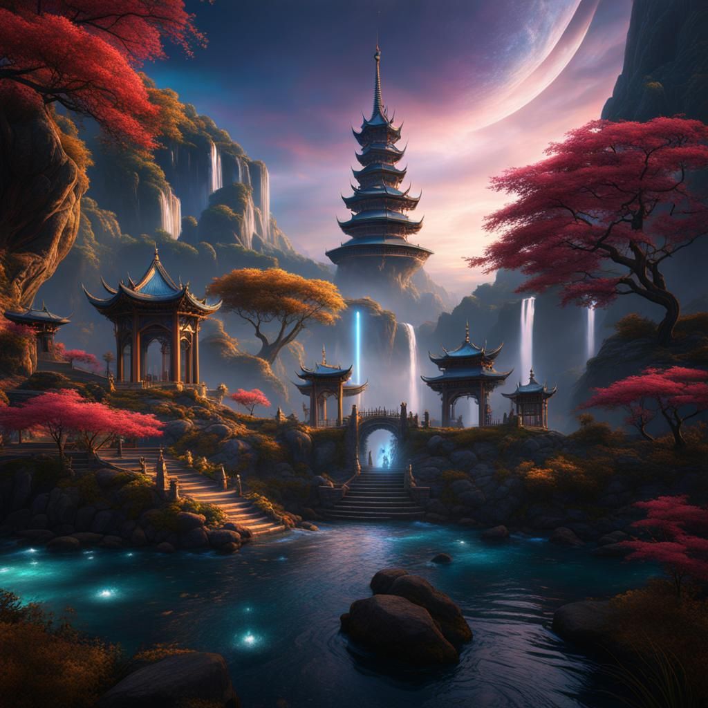 Detailed Reiki Energy Matte Painting in Deep Color