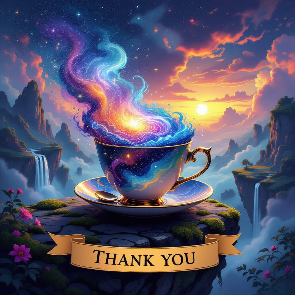 Cosmic Teacup on Floating Islands at Twin Sunset