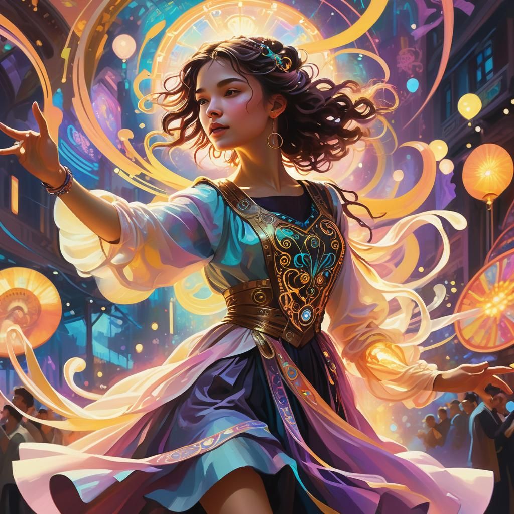 Cyberpunk Dancer in Carnival of Dawn Festivities