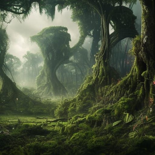 City Reclaimed: Overgrown Forest in Digital Painting