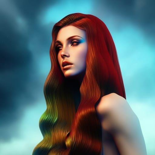 Smiling Girl Portrait in Vibrant Digital Painting Style