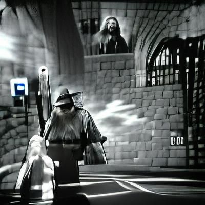 Wizard Blocking a Mountain Pass