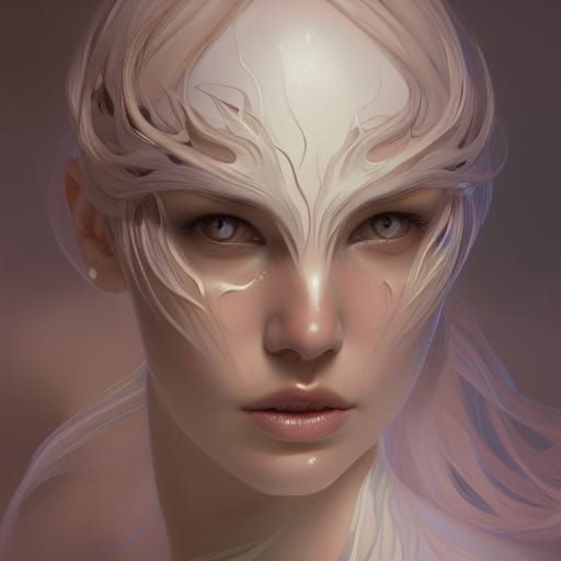 Detailed Ghost Warrior Portrait in Art Nouveau Style