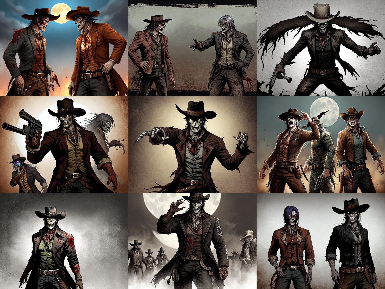 Zombie Cowboy Showdown Under the Moon