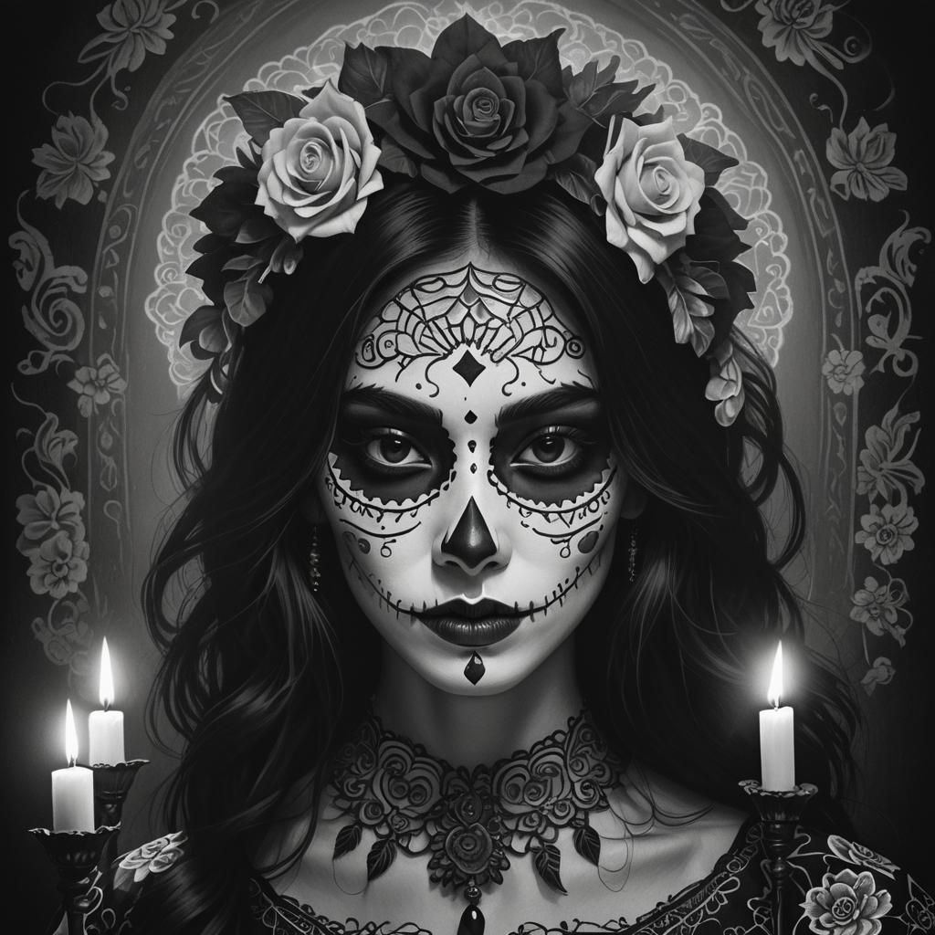 Catrina Portrait in Hyper-Realistic Digital Art Style