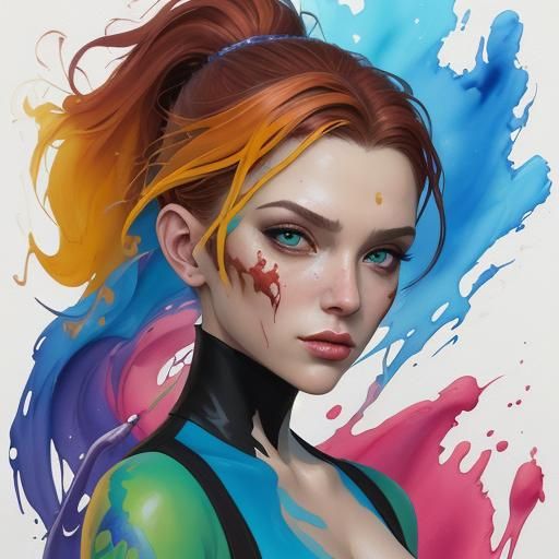 Kim Possible as Genie, Impressionist Gouache Style