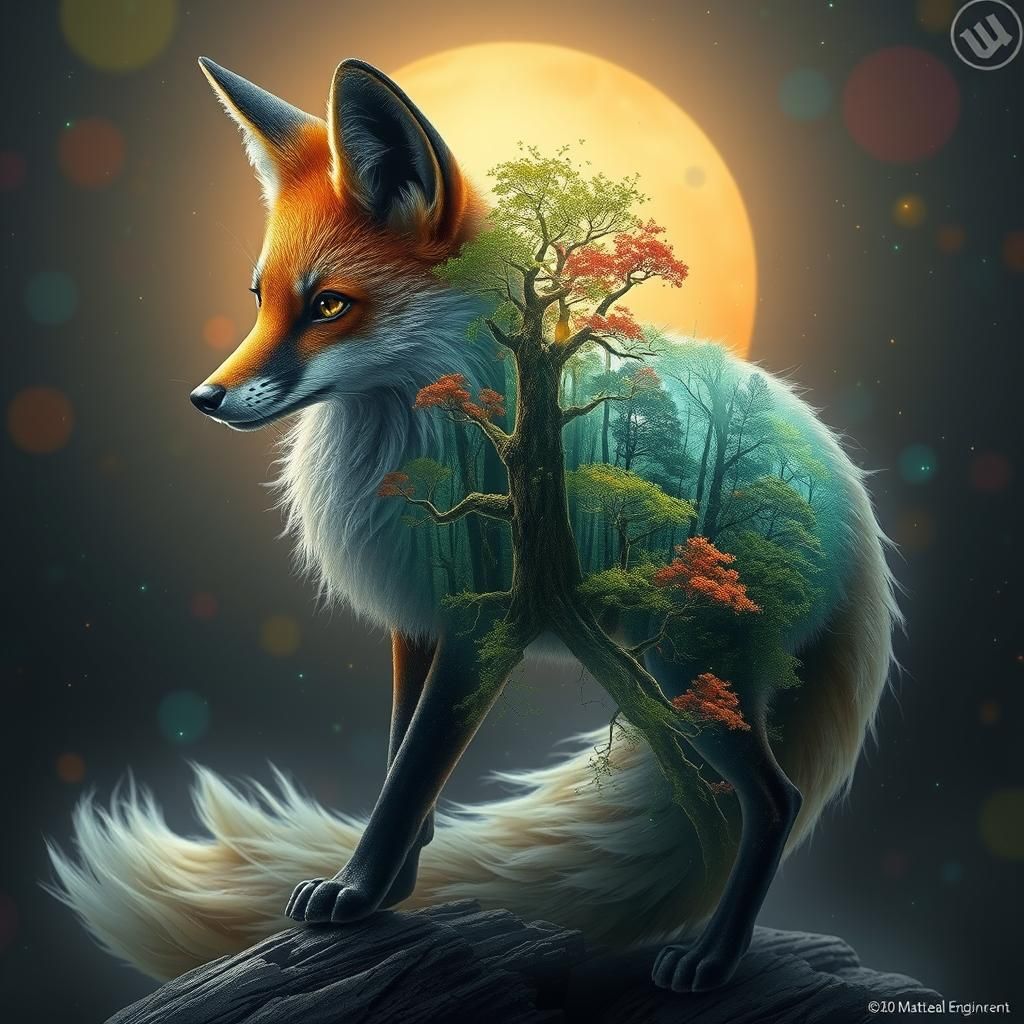 Fox with Forest Interior: A Matte Painting