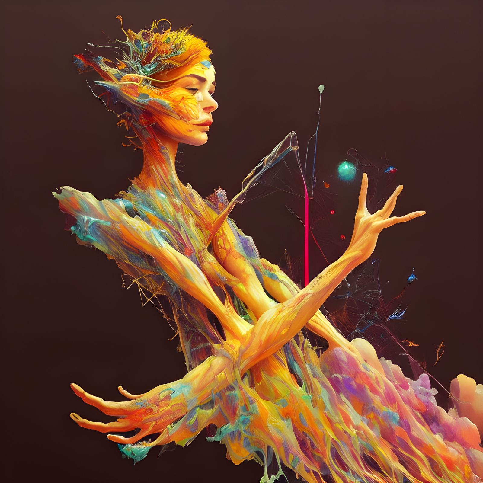 Surreal Woman Emerges From Sherbet Matter