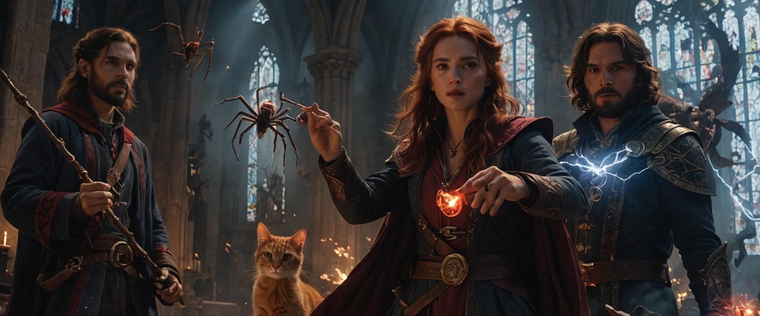 Mages and Spiders in Cathedral: Cinematic Film Still